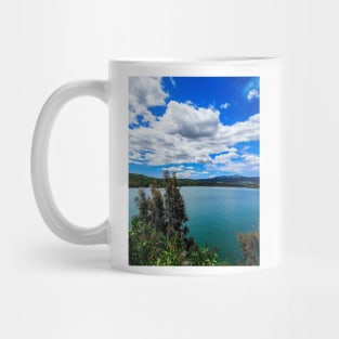 Greek clouds over lake Marathonas Mug